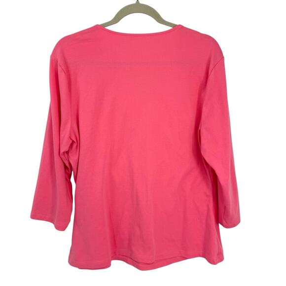 Appleseeds Faux Wrap 3/4 Sleeve Top Blush Pink Women size XL Pullover Tee - Picture 2 of 6